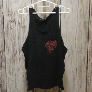 IRON  FIST Skeleton & Heart Distressed Black Goth Tank Top Size XL